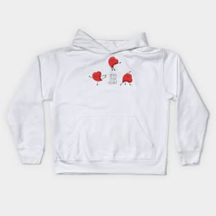 Open your heart illustration with red cartoon character doing yoga Kids Hoodie